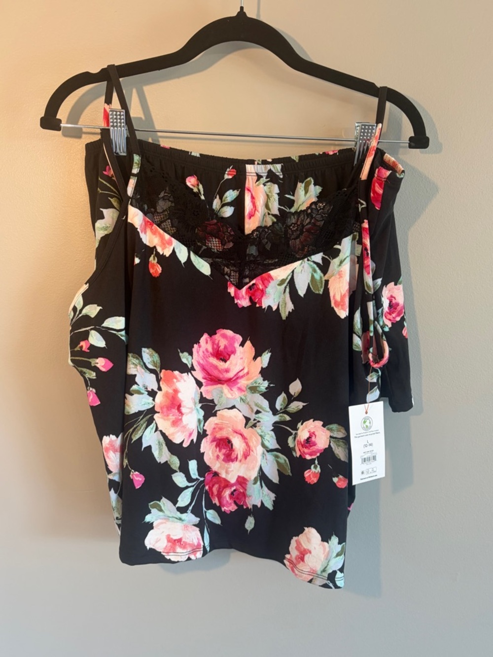 Floral Lace-Trim Pajama Set